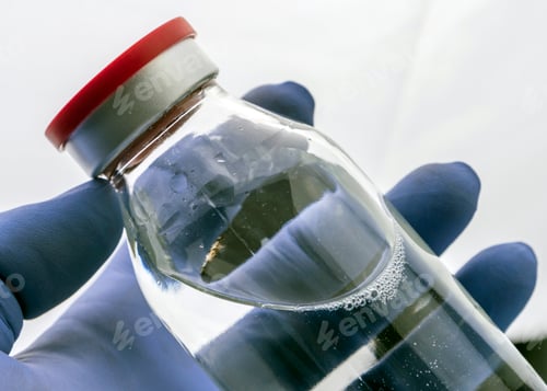 Preview: Detail of hand medical holding a vial, conceptual image