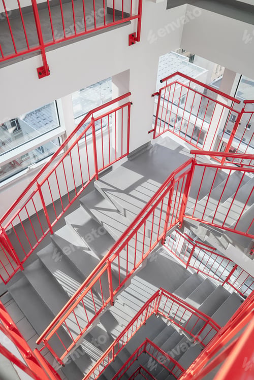 Preview: The interior of a stairwell in a tall building.