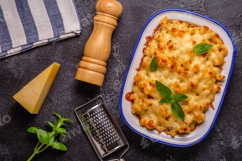 Preview: American mac and cheese, macaroni pasta in cheesy sauce