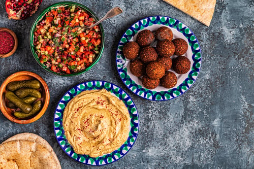 Preview: Falafel and hummus- traditional dish of Israeli and Middle Eastern cuisine