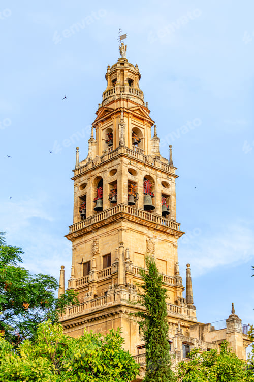 Preview: Bell tower of the Mezquita-Cathedral of Cordoba in Spain.