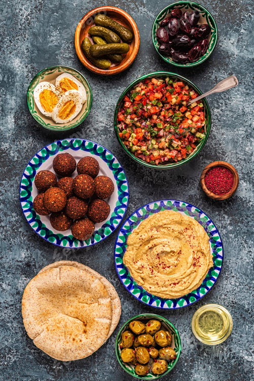 Preview: Falafel and hummus - traditional dish of Israeli and Middle Eastern cuisine