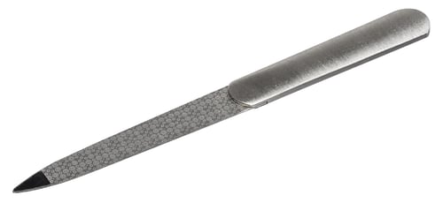 Preview: A metal nail file with a fine-grain abrasive coating and a smooth handle on an isolated background