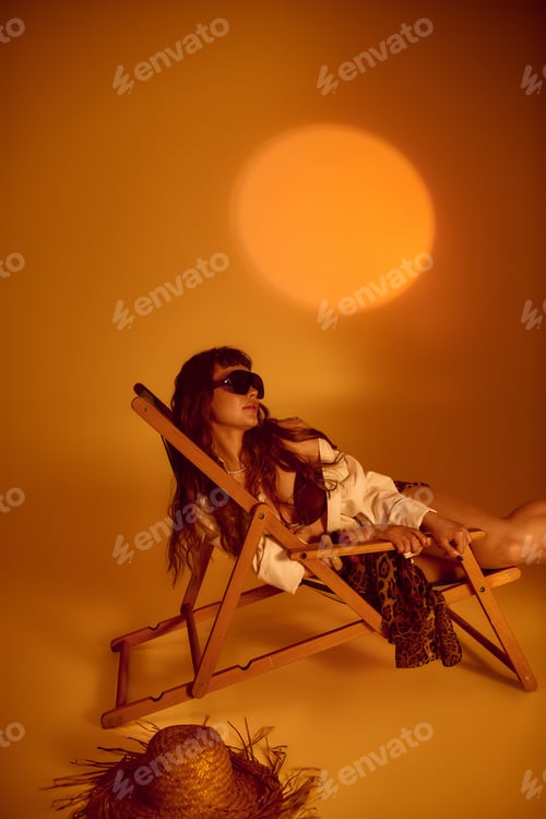 Preview: Summer bliss as a young woman relaxes in style under a warm sunset glow