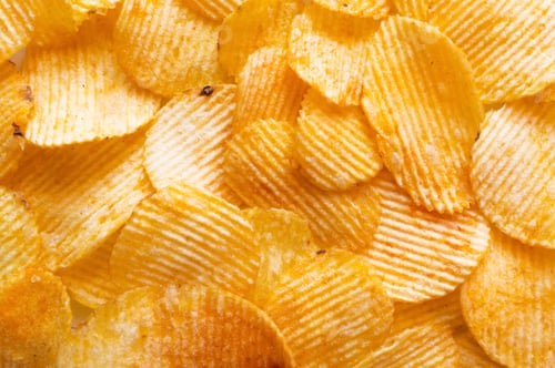 Preview: Bunch of Wavy and Salty Potato Chips, Top View