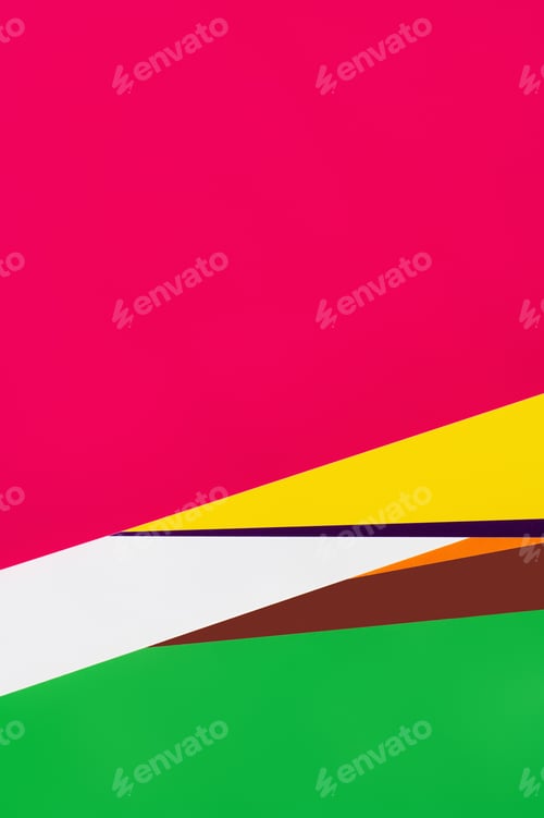 Preview: Bright Pink Background With Multicolored Stripes and Copy Space