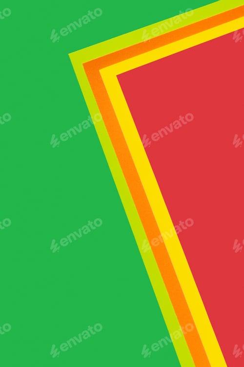 Preview: Geometric Green, Red, Yellow and Orange Background With Copy Space