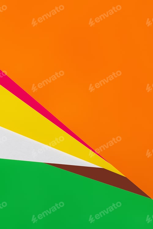 Preview: Simple Geometric Background With Bright Orange Copy Space and Colorful Stripes