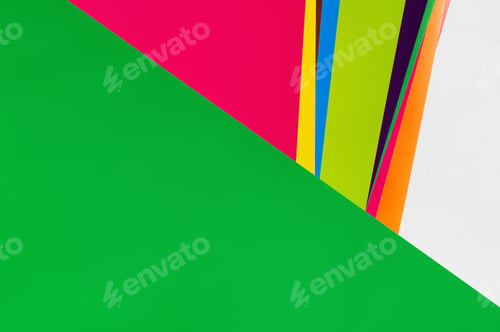 Preview: Multicolored Background With Bright Stripes and Green Copy Space