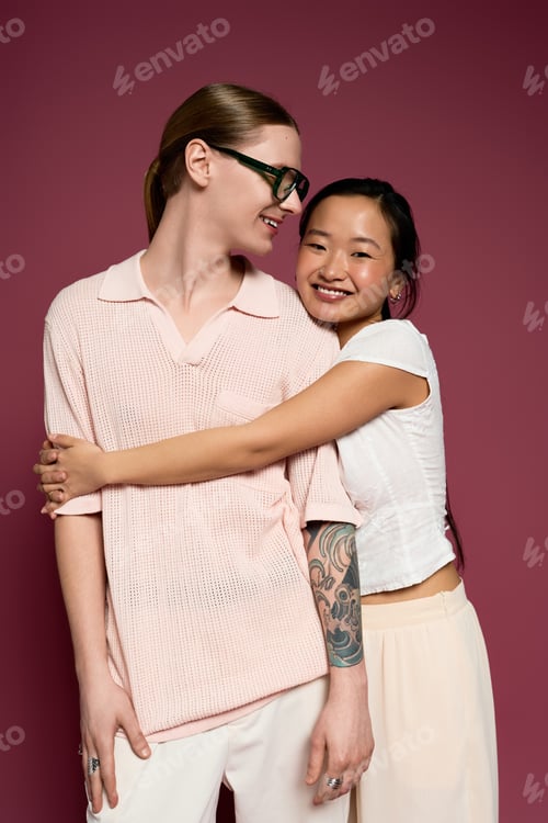 Preview: Young couple sharing a warm embrace in a cozy indoor setting filled with love and joy