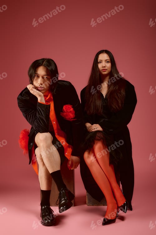 Preview: Young couple exudes romance and style against a vibrant backdrop