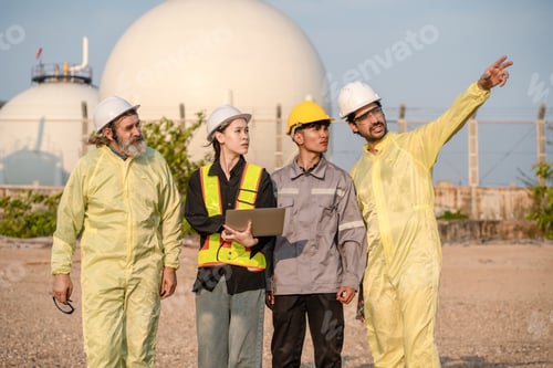 Preview: Industrial engineer monitoring pollution control and clean water solutions at seaport refinery
