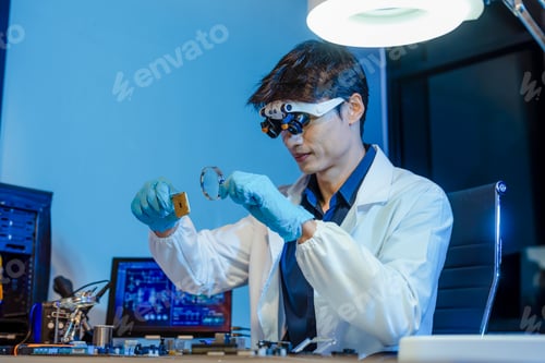 Preview: Hands repairing electronic devices. Electronic technician.