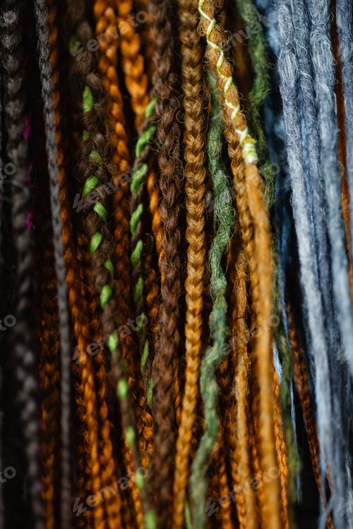 Preview: Natural tone braid extensions texture background with mixed strands
