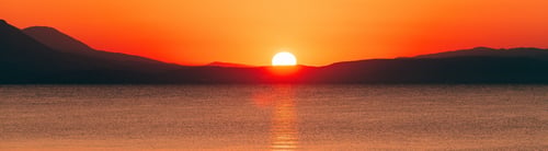 Preview: Beautiful scenic sunrise at Strymonian gulf of Aegean sea in summer morning
