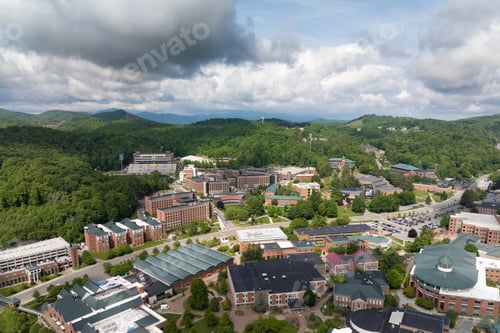 Preview: Aerial view of Boone, old historical town in North Carolina