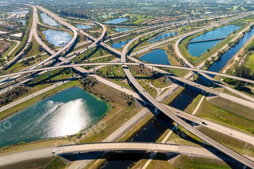 Preview: American highway multilevel road junction in Miami