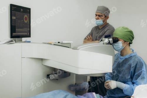 Preview: Ophthalmologist preparing for a laser vision correction surgery