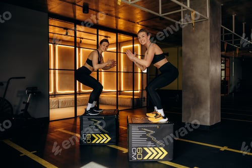 Preview: Women doing box squats in gym