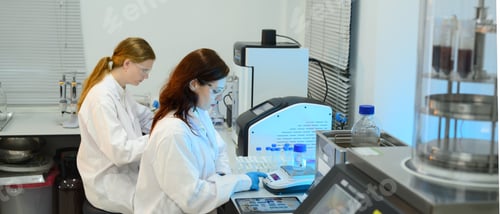 Preview: Two Female Scientists Working in Modern Research Laboratory with Equipment and Samples