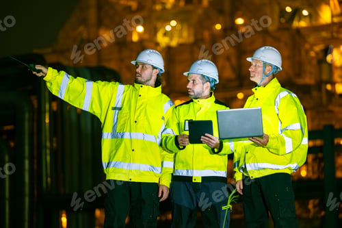 Preview: Engineering Team Analyzing Data at Night Refinery