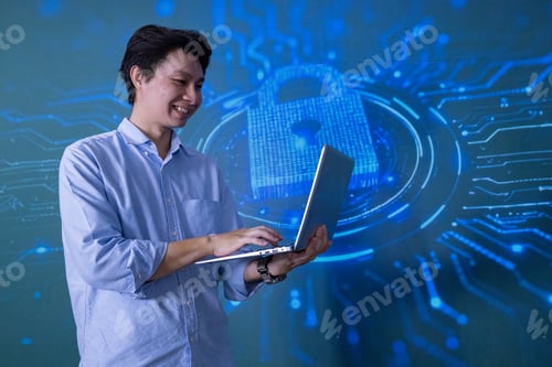 Preview: Man Presenting Futuristic Digital Interface