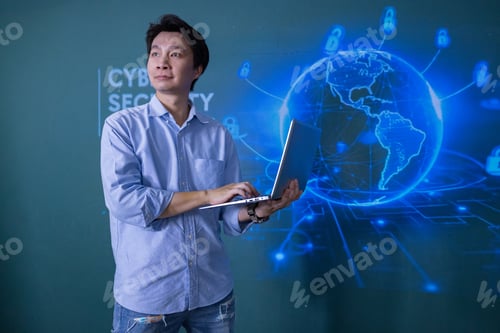 Preview: Man Presenting Futuristic Digital Interface