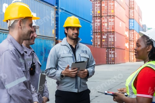 Preview: Logistics team briefing at shipping container yard