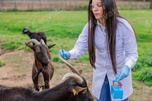 Preview: Female environmental engineer conducting field research on animals