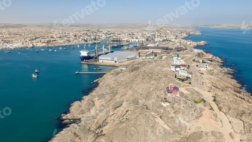 Preview: Luderitz coastal town harbor and Felsenkirche church