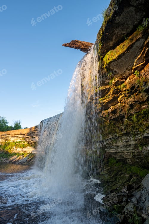Preview: Scenic waterfall in the sunset light. Jagala Waterfall.