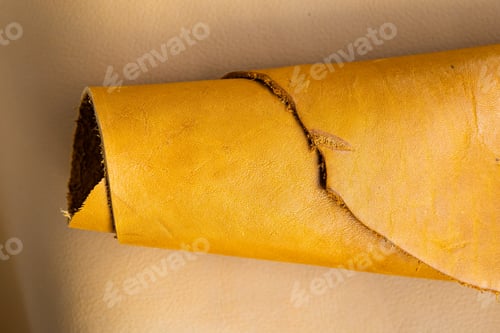 Preview: Yellow leather texture close-up, natural grain luxury material background
