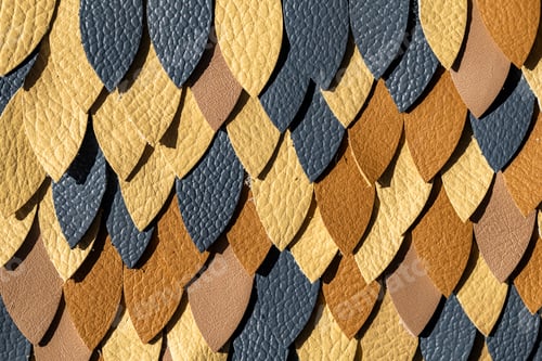 Preview: Multicolor Leather Scale Pattern Texture Background Blue Gold Brown Overlapping Pieces