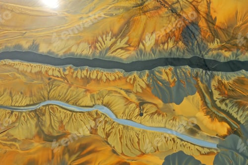 Preview: Aerial view of abstract poisonous colorful water background. Natural pattern
