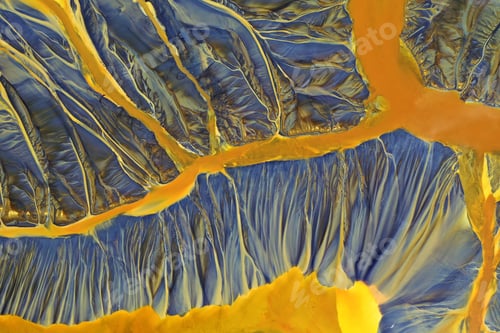 Preview: Aerial view of AMD acid mine drainage polluted waters. Natural pattern
