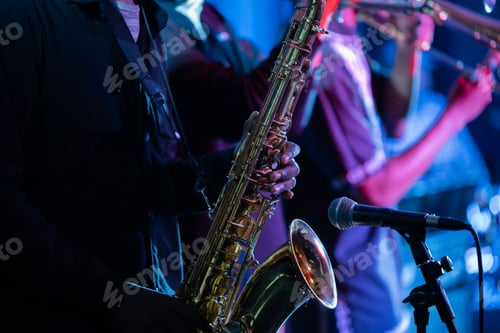 Preview: Close up shot of man playing a trumpet