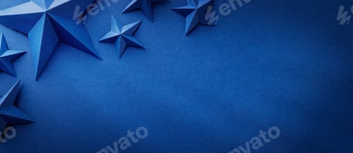 Preview: Blue paper stars on dark blue background with empty space. Happy Independence Day 4th of July, Presi