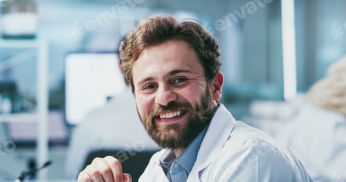 Preview: Smile, man and portrait of scientist in laboratory with confidence for medical research