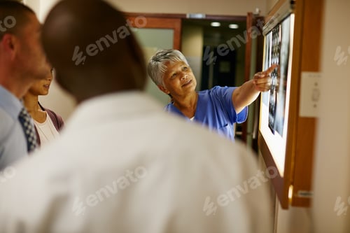 Preview: Healthcare, medical team and xray in clinic for discussion, consulting and planning
