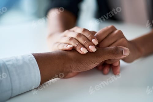 Preview: Compassion, empathy and holding hands with couple in home together for love, security or trust
