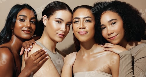 Preview: Skincare, diversity or women with portrait, smooth skin or glow in facial care