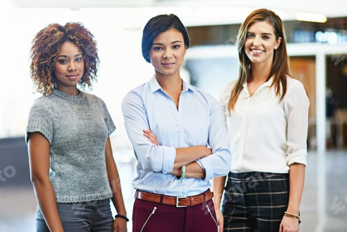 Preview: Portrait, people or women with arms crossed in marketing agency, professional