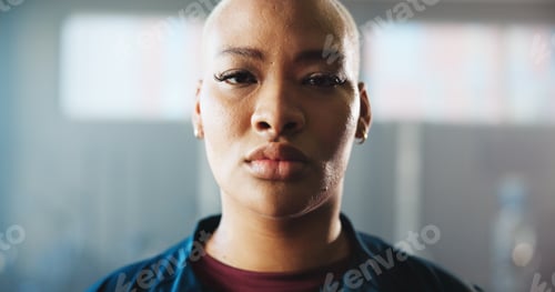 Preview: Portrait, athlete and black woman with pride at gym for fitness, training and personal trainer