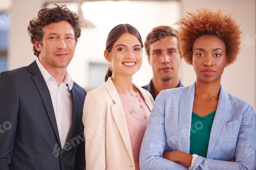 Preview: Ambitious, team and group in office, portrait or colleagues with solidarity for business