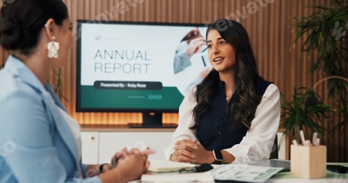Preview: Talk, review and meeting with business woman in office for venture capitalist, advisor or planning