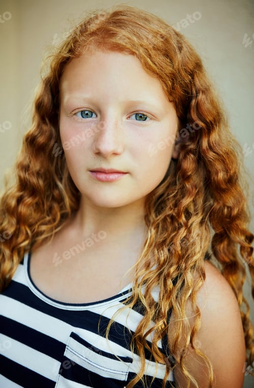 Preview: Kid, education and serious girl on studio background for yearbook portrait, new grade and learning