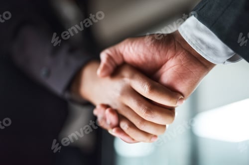 Preview: Handshake, corporate and hands of business people in meeting for agreement, b2b deal and merger