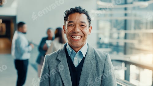 Preview: Portrait, man or attorney in office with smile for legal advice, labour law rights