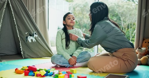 Preview: Stethoscope, building blocks and consulting with child and doctor in house for support