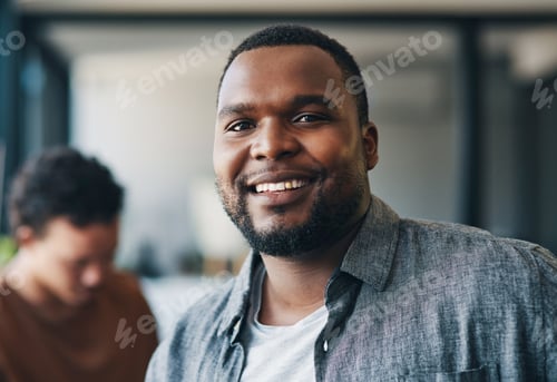 Preview: Business, portrait and smile of designer man in workplace for artistic or creative career
